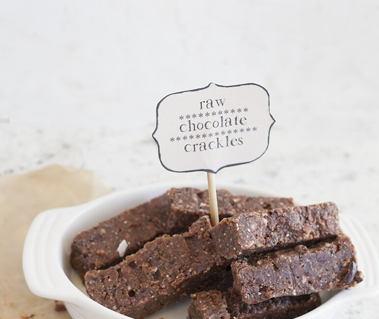 raw chocolate crackle slice