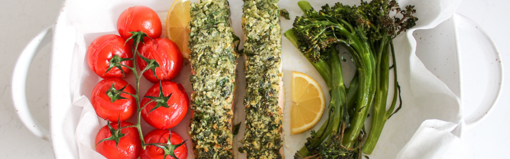 New Recipe: One Tray Bake Herb-Crusted Salmon