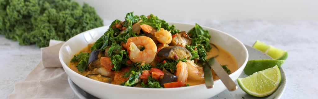 New Recipe: Prawn, Eggplant & Kale Curry